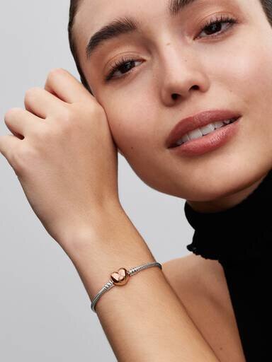 Moments Herz- und Snake Chain-Armband – Sterlingsilber, 14 Karat Roségold-Beschichtung Moments Herz- und Snake Chain-Armband – Sterlingsilber, 14 Karat Roségold-Beschichtung
