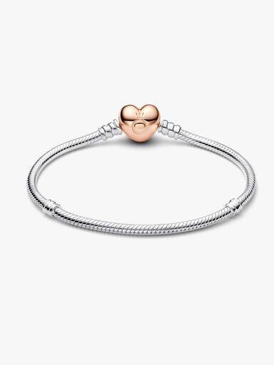Moments Herz- und Snake Chain-Armband – Sterlingsilber, 14 Karat Roségold-Beschichtung Moments Herz- und Snake Chain-Armband – Sterlingsilber, 14 Karat Roségold-Beschichtung