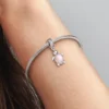 Murano Glass Dangle Charm in Form einer rosa Meeresschildkröte, Sterlingsilber