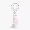 Murano Glass Dangle Charm in Form einer rosa Meeresschildkröte, Sterlingsilber