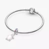 Murano Glass Dangle Charm in Form einer rosa Meeresschildkröte, Sterlingsilber