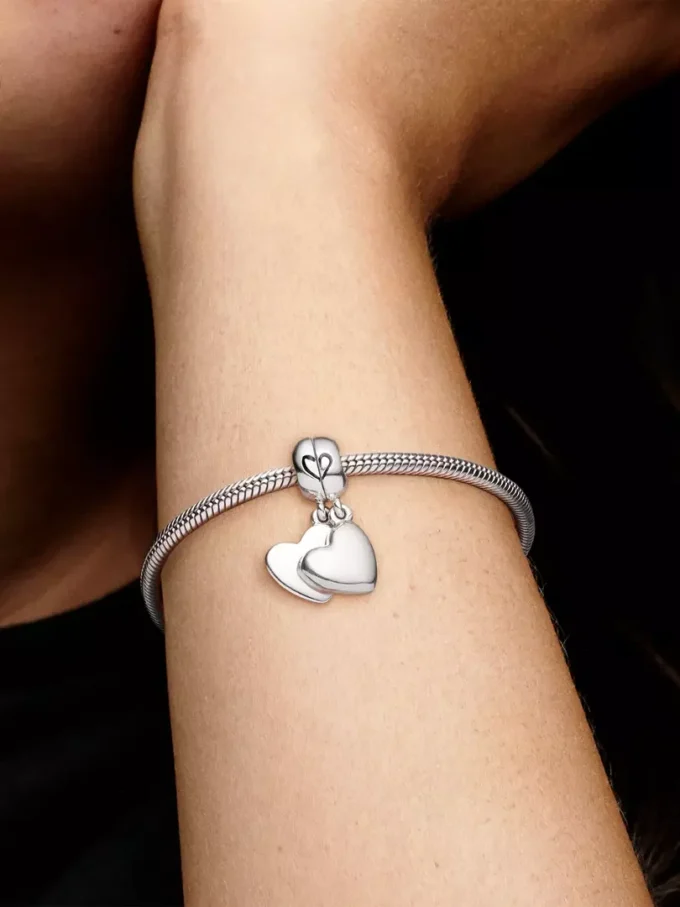 Mutter & Sohn Herz-Split-Dangle Charm aus Sterlingsilber Mutter & Sohn Herz-Split-Dangle Charm aus Sterlingsilber