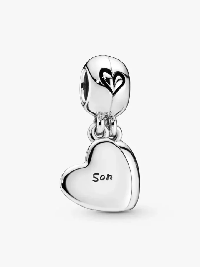Mutter & Sohn Herz-Split-Dangle Charm aus Sterlingsilber Mutter & Sohn Herz-Split-Dangle Charm aus Sterlingsilber