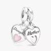 Doppelherz-Dangle Charm aus Sterlingsilber Doppelherz-Dangle Charm aus Sterlingsilber