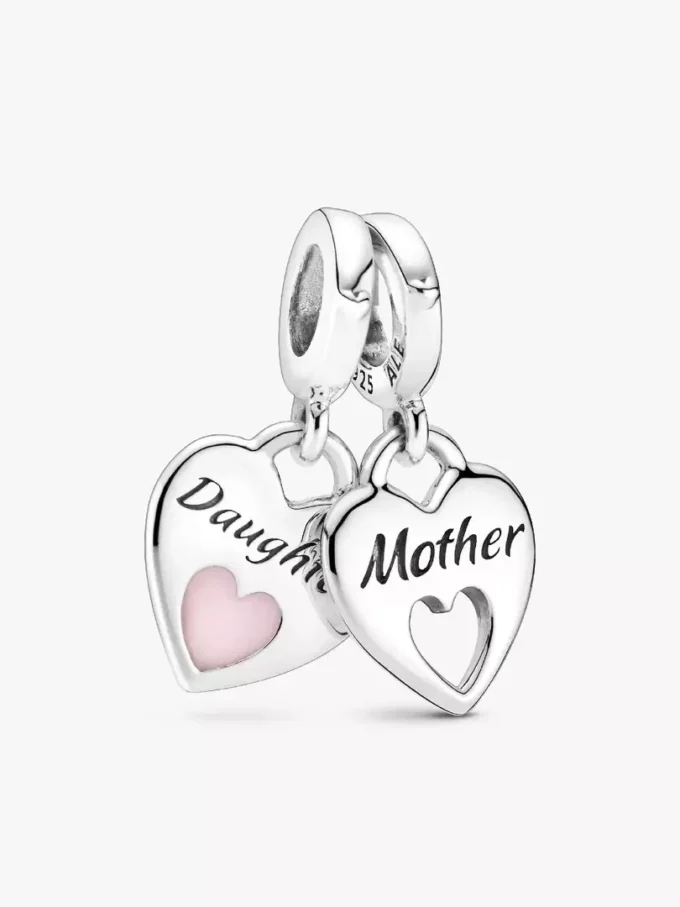 Doppelherz-Dangle Charm aus Sterlingsilber Doppelherz-Dangle Charm aus Sterlingsilber