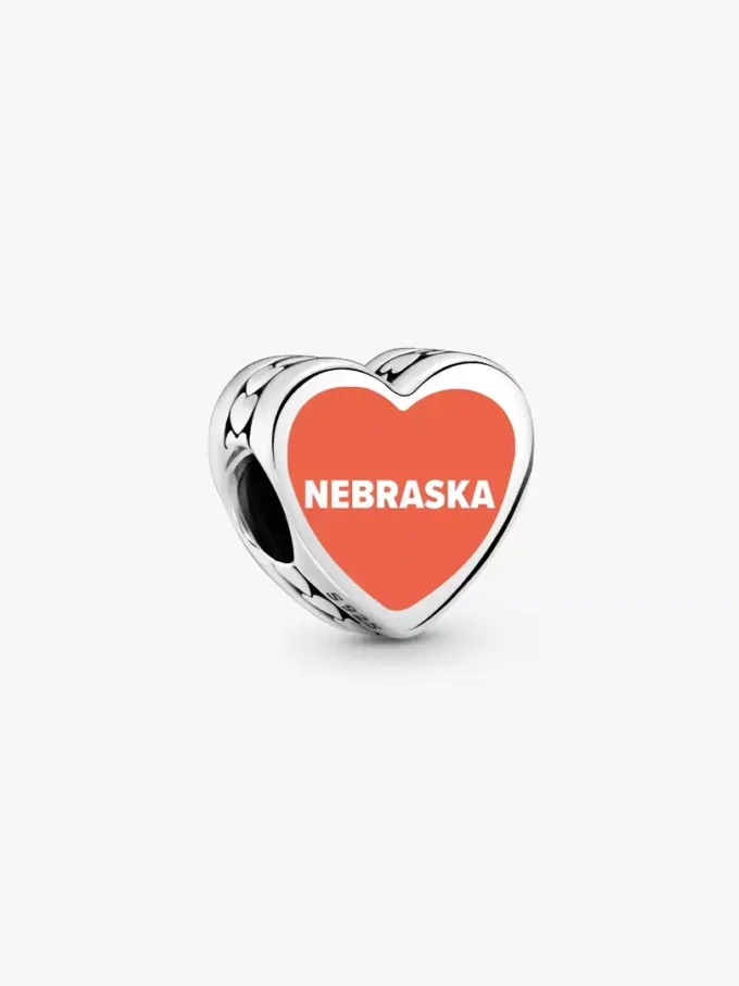Nebraska-Herz-Charm aus Sterlingsilber