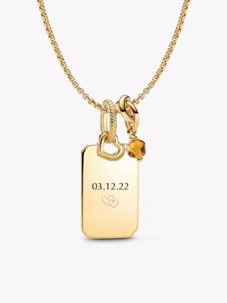 November-Set mit gravierbaren Dangle Charms an der Halskette, 3er-Set