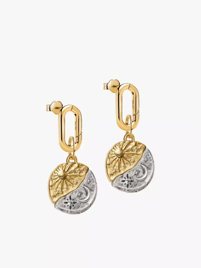 Ohrringe mit Sonnen- und Mond-Charms, 2er-Set Ohrringe mit Sonnen- und Mond-Charms, 2er-Set