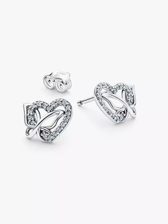 Ohrringe mit verschlungenem Herz und Schmetterling aus Sterlingsilber Ohrringe mit verschlungenem Herz und Schmetterling aus Sterlingsilber