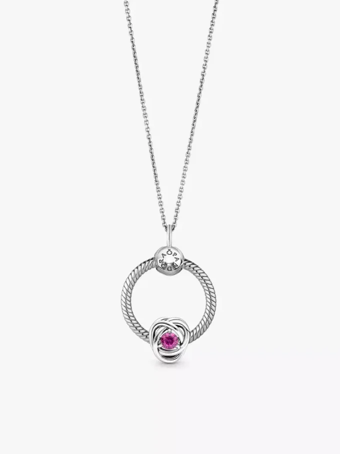 Oktober-Geburtsstein-Eternity-Circle-O Pendant-Set, 3er-Set