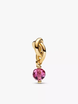 Facettierter rosa Eternity Circle-Dangle Charm, 14-karätig vergoldet