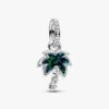 Opalescent Green Palm Tree Dangle Charm – Sterlingsilber Opalescent Green Palm Tree Dangle Charm – Sterlingsilber