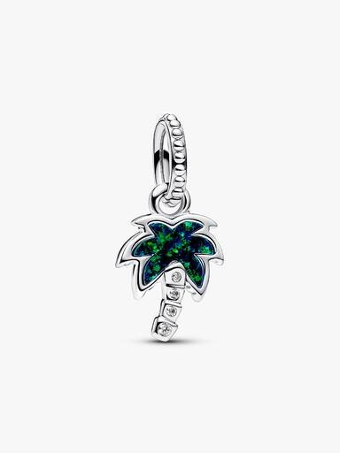 Opalescent Green Palm Tree Dangle Charm – Sterlingsilber Opalescent Green Palm Tree Dangle Charm – Sterlingsilber