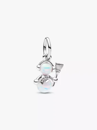 Opaleszenter Schneemann-Dangle Charm aus Sterlingsilber