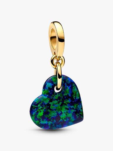 Opaleszierender grüner Herz-Dangle Charm – 14-karätige Vergoldung Opaleszierender grüner Herz-Dangle Charm – 14-karätige Vergoldung