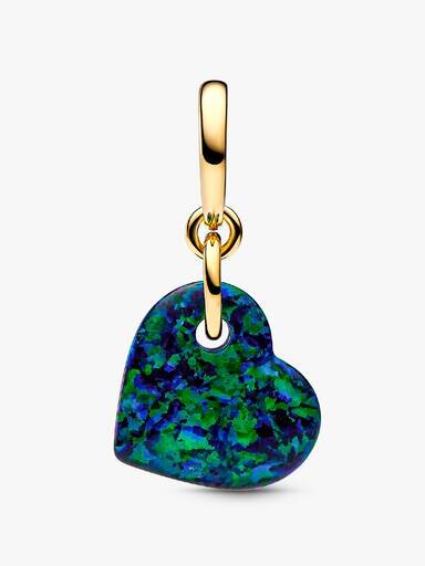 Opaleszierender grüner Herz-Dangle Charm – 14-karätige Vergoldung Opaleszierender grüner Herz-Dangle Charm – 14-karätige Vergoldung