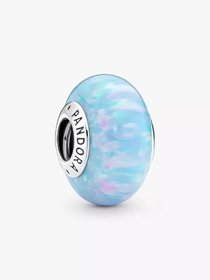 Opaleszierender, ozeanblauer Charm aus Sterlingsilber