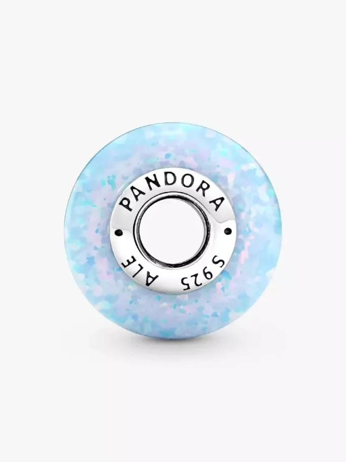 Opaleszierender, ozeanblauer Charm aus Sterlingsilber