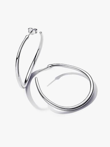 Organisch geformte 42-mm-Ohrringe mit offenem Reif – Sterlingsilber Organisch geformte 42-mm-Ohrringe mit offenem Reif – Sterlingsilber