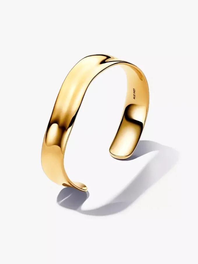 Organisch geformter, breiter, offener Bangle, 14 Karat vergoldet Organisch geformter, breiter, offener Bangle, 14 Karat vergoldet