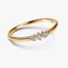 Pandora Era 14-karätiger Goldring mit drei im Labor gezüchteten Diamanten, 0,09 Karat insgesamt, 14-karätiges Gold