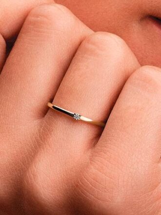 Pandora Era 14-karätiger Goldring mit einem Labor-Diamanten – 0,03 Karat Gesamtgewicht, 14-karätiges Gold