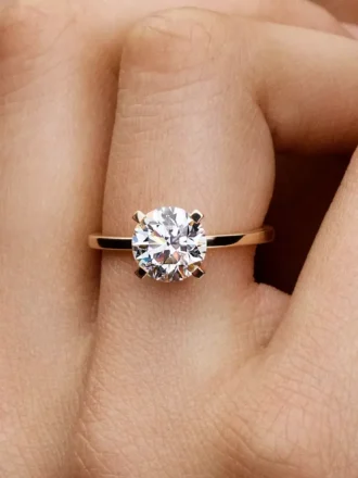 Pandora Era 14-karätiger Goldring mit im Labor gezüchtetem Diamanten, 2,00 Karat insgesamt, 14-karätiges Gold