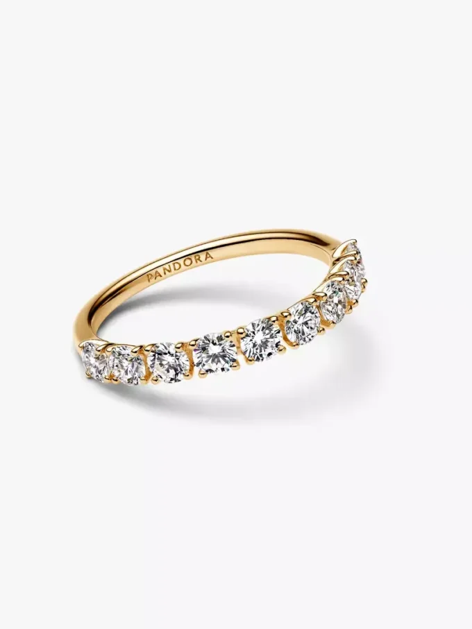 Pandora Era 14-karätiger Goldring mit Lab-Grown Diamonds, Halb-Ewigkeitsring, 0,90 Karat insgesamt, 14-karätiges Gold