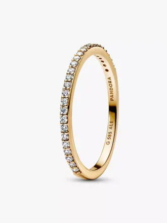 Pandora Era 14-karätiger Goldring mit laborgrown Diamanten im Half-Eternity-Pavé-Design, 0,11 ct insgesamt, 14-karätiges Gold