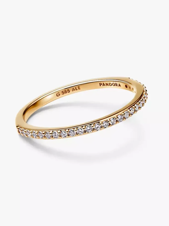 Pandora Era 14-karätiger Goldring mit laborgrown Diamanten im Half-Eternity-Pavé-Design, 0,11 ct insgesamt, 14-karätiges Gold Pandora Era 14-karätiger Goldring mit laborgrown Diamanten im Half-Eternity-Pavé-Design, 0,11 ct insgesamt, 14-karätiges Gold