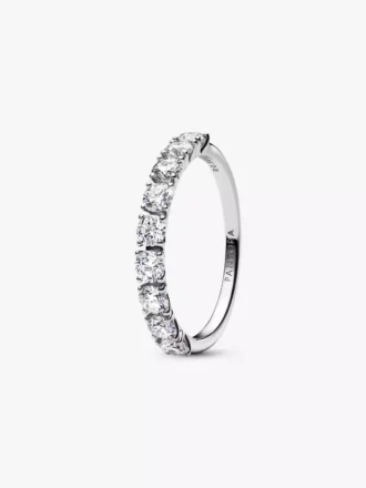 Pandora Era 14-karätiger Weißgold-Halb-Ewigkeitsring mit Lab-Grown Diamonds, 0,90 Karat insgesamt, 14-karätiges Weißgold