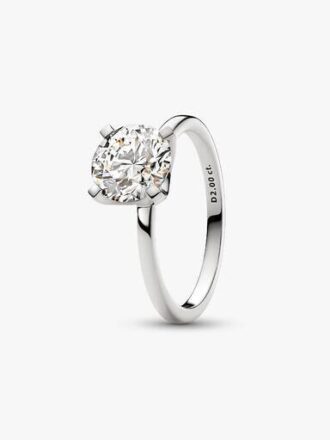 Pandora Era 14-karätiger Weißgold-Ring mit synthetischem Diamanten – 2,00 ct TW, 14-karätiges Weißgold