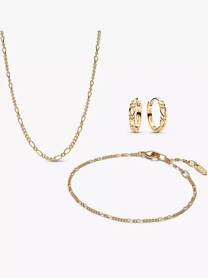 Pandora Era 14-karätiges Gold-Figaro-Schmuckset, 3-teilig Pandora Era 14-karätiges Gold-Figaro-Schmuckset, 3-teilig