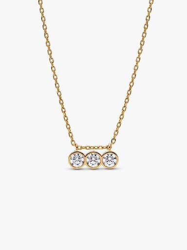 Pandora Era Bezel 14-karätige Gold-Halskette mit dreifachem Anhänger aus Labor-Diamanten – 0,45 ct TW, 14-karätiges Gold Pandora Era Bezel 14-karätige Gold-Halskette mit dreifachem Anhänger aus Labor-Diamanten – 0,45 ct TW, 14-karätiges Gold
