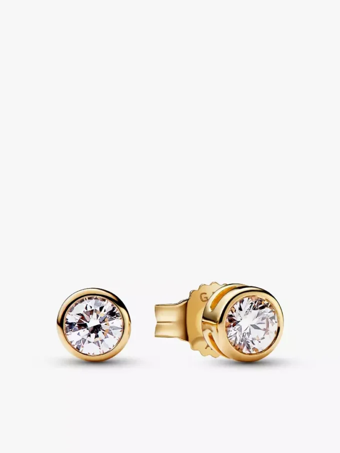 Pandora Era Bezel 14-karätige Gold-Ohrringe mit Lab-Grown Diamonds, 0,30 Karat insgesamt, 14-karätiges Gold