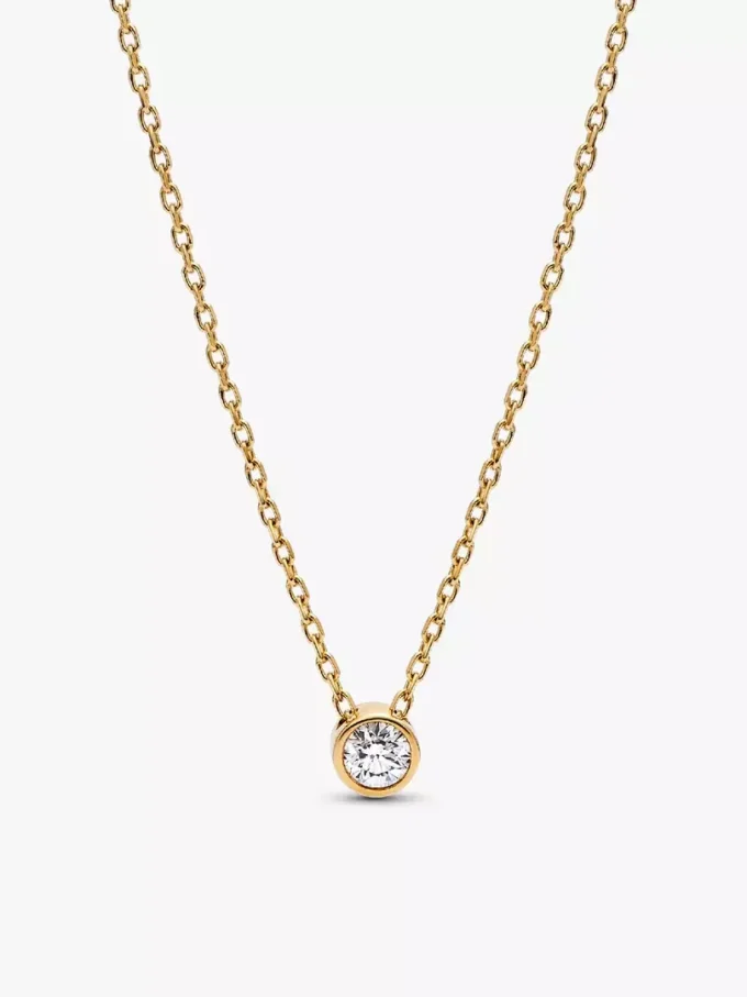 Pandora Era Bezel 14-karätige Goldkette mit Anhänger aus einem im Labor gezüchteten Diamanten, 0,15 Karat, 14-karätiges Gold Pandora Era Bezel 14-karätige Goldkette mit Anhänger aus einem im Labor gezüchteten Diamanten, 0,15 Karat, 14-karätiges Gold