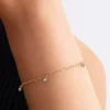 Pandora Era Bezel Lab-Grown Diamond Dangle Paperclip Chain Armband 0,10 ct TW, 14 Karat Gold