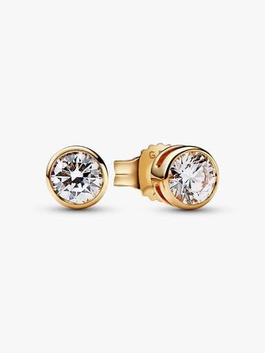 Pandora Era Bezel Ohrringe aus 14 Karat Gold mit Lab-Grown Diamonds – 0,50 Karat TW, 14 Karat Gold Pandora Era Bezel Ohrringe aus 14 Karat Gold mit Lab-Grown Diamonds – 0,50 Karat TW, 14 Karat Gold