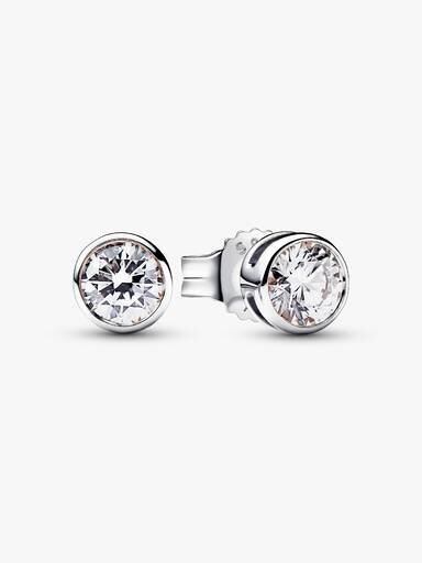 Pandora Era Bezel Ohrringe aus Sterlingsilber mit Lab-Grown Diamonds – 0,50 ct TW, Sterlingsilber Pandora Era Bezel Ohrringe aus Sterlingsilber mit Lab-Grown Diamonds – 0,50 ct TW, Sterlingsilber