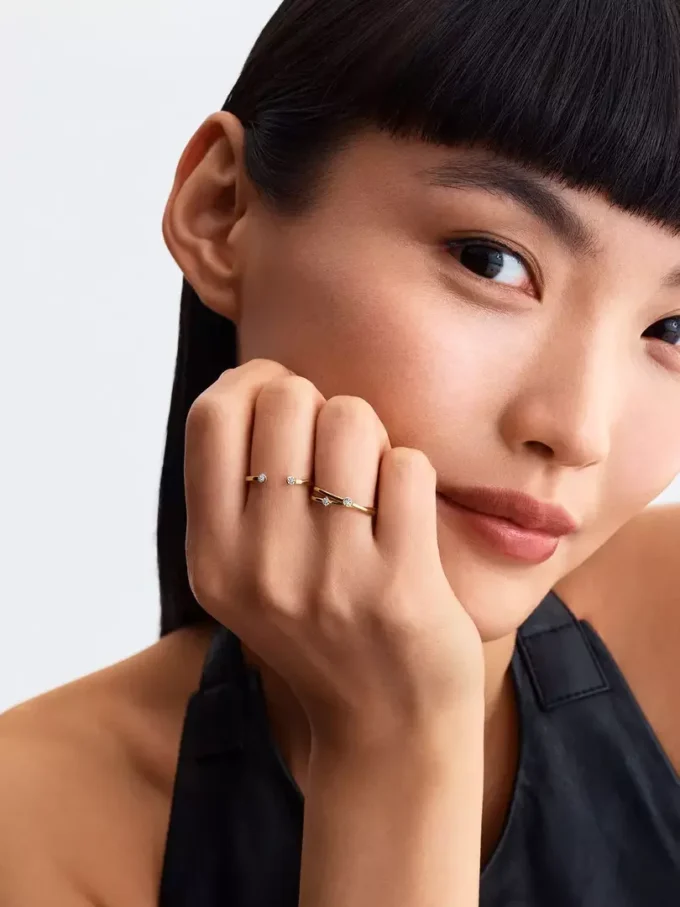 Pandora Era Bezel Ring mit Lab-Grown Diamonds, 0,07 ct insgesamt, 14 Karat Gold Pandora Era Bezel Ring mit Lab-Grown Diamonds, 0,07 ct insgesamt, 14 Karat Gold