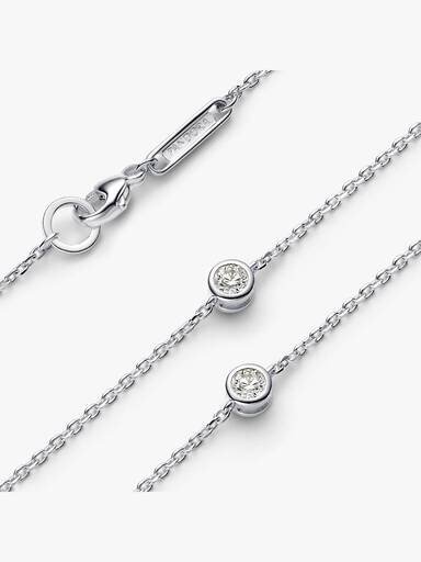Pandora Era Bezel Sterling-Silber-Halskette mit Lab-Grown-Diamanten – 0,30 ct TW, Sterling-Silber Pandora Era Bezel Sterling-Silber-Halskette mit Lab-Grown-Diamanten – 0,30 ct TW, Sterling-Silber