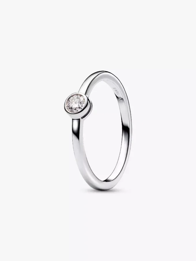 Pandora Era Bezel Sterling-Silber-Ring mit im Labor gezüchtetem Diamanten, 0,15 ct TW, Sterling-Silber Pandora Era Bezel Sterling-Silber-Ring mit im Labor gezüchtetem Diamanten, 0,15 ct TW, Sterling-Silber