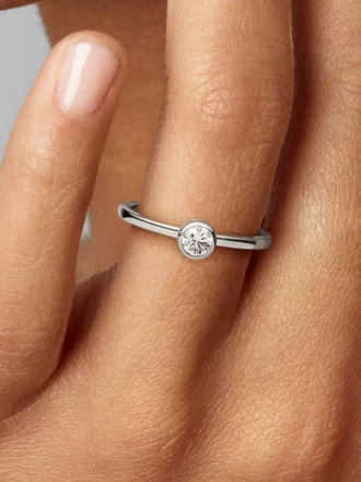 Pandora Era Bezel Sterling-Silber-Ring mit im Labor gezüchtetem Diamanten, 0,25 Karat, Sterling-Silber