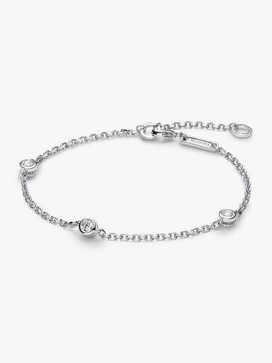Pandora Era Bezel Sterlingsilber-Armband mit Lab-Grown-Diamanten in Station-Kette – 0,30 ct TW, Sterlingsilber Pandora Era Bezel Sterlingsilber-Armband mit Lab-Grown-Diamanten in Station-Kette – 0,30 ct TW, Sterlingsilber