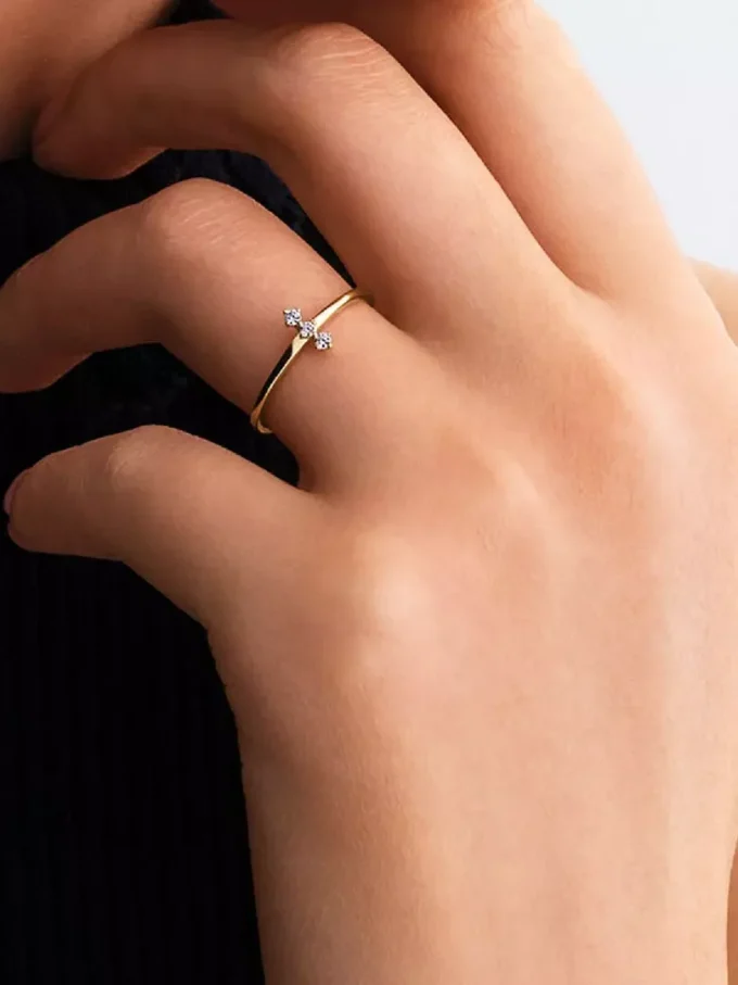 Pandora Era Lab-Grown Diamonds Trio Ring 0,07 ct tw, 14 Karat Gold