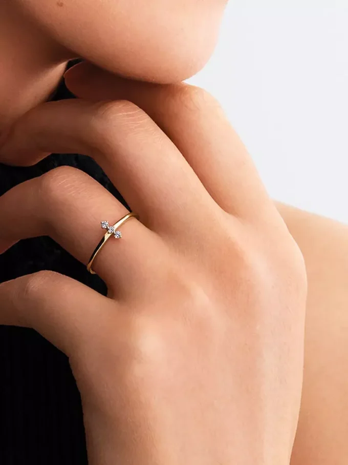 Pandora Era Lab-Grown Diamonds Trio Ring 0,07 ct tw, 14 Karat Gold