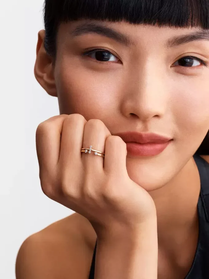 Pandora Era Lab-Grown Diamonds Trio Ring 0,07 ct tw, 14 Karat Gold