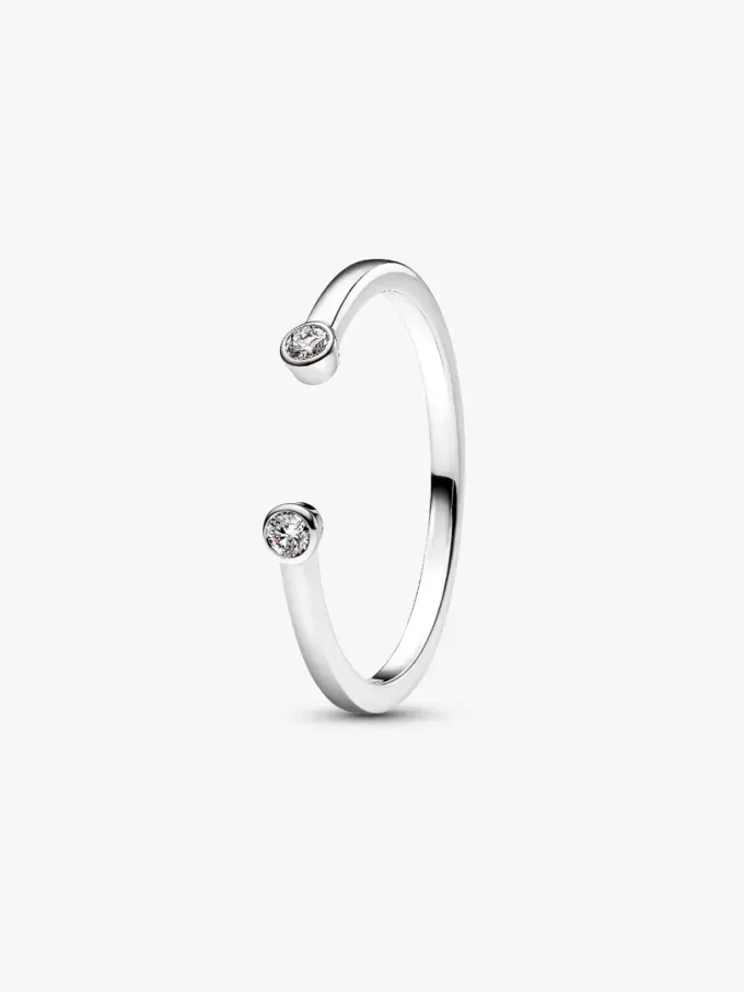 Pandora Era offener Ring mit Lab-Grown Diamonds, 0,07 ct insgesamt, 14 Karat Weißgold