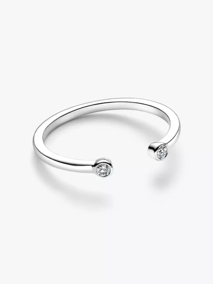 Pandora Era offener Ring mit Lab-Grown Diamonds, 0,07 ct insgesamt, 14 Karat Weißgold
