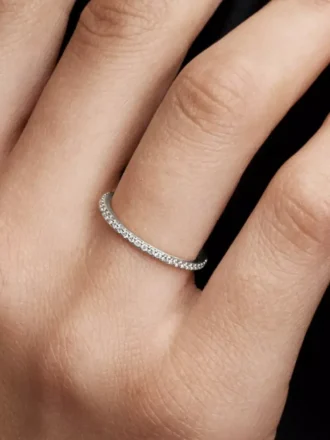 Pandora Era Ring mit halbem Eternity-Pavé-Band aus im Labor gezüchteten Diamanten, 0,11 ct insgesamt, 14 Karat Weißgold